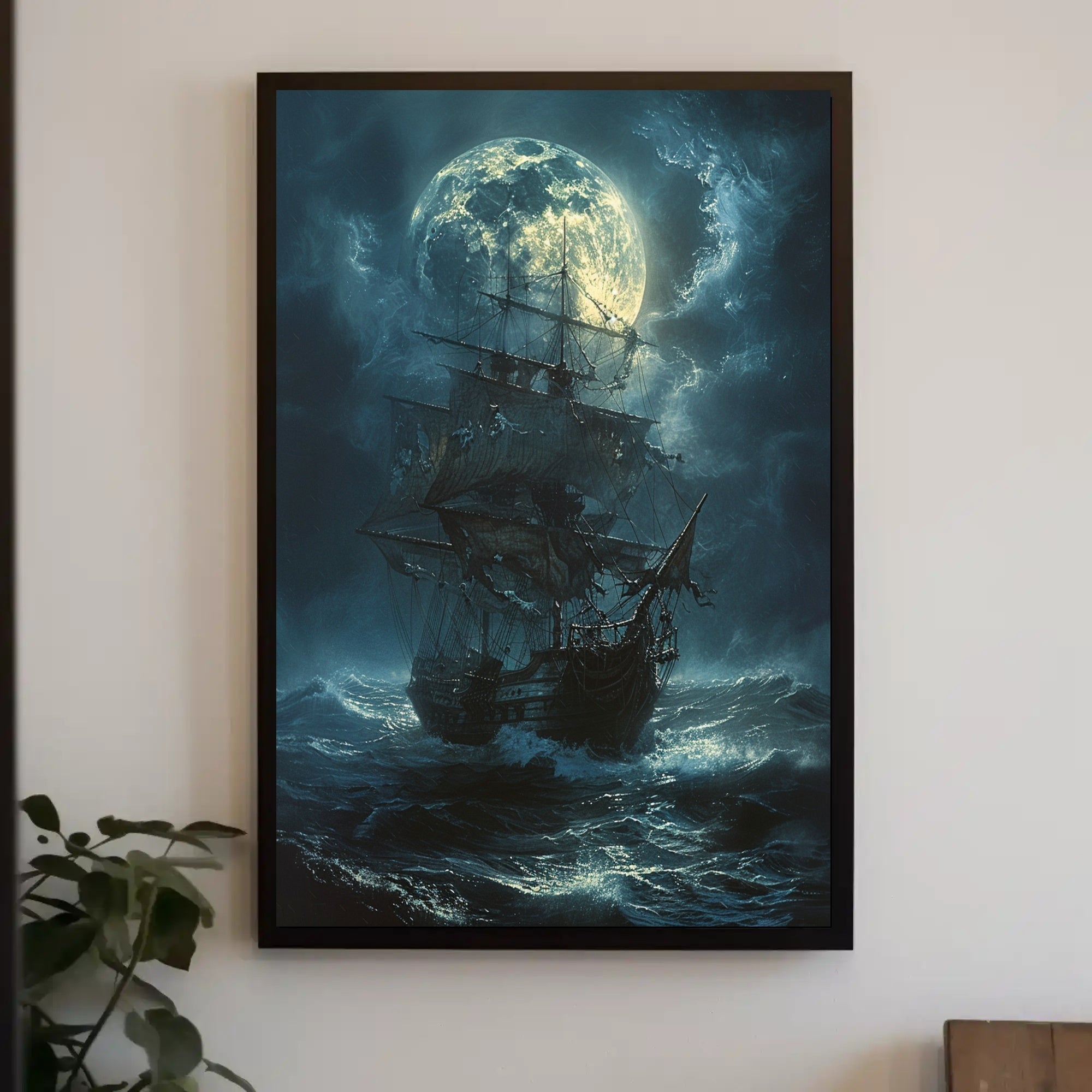 Moonlit Sailing Ship - Fantasy or Mythology Poster PosterGoat