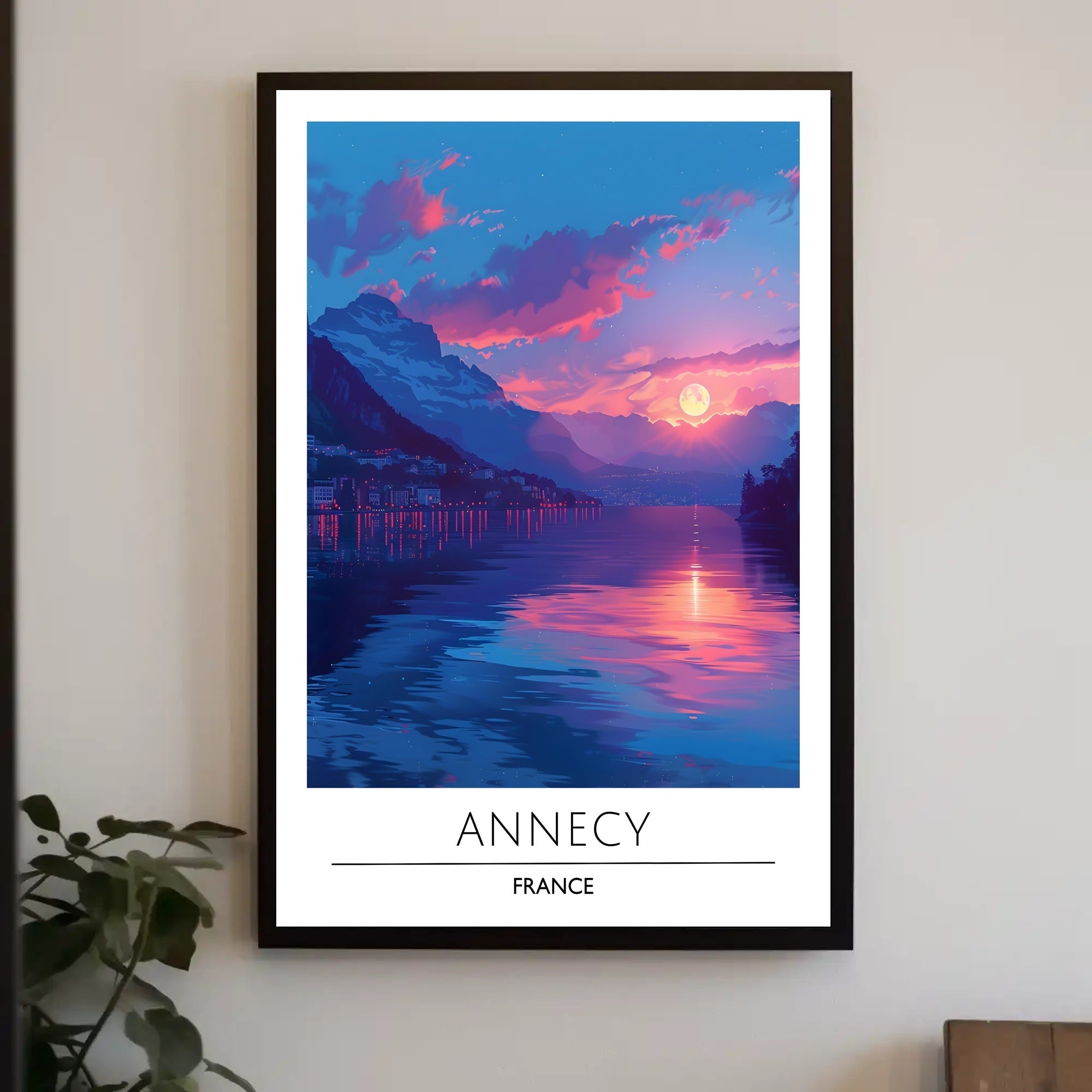 Annecy Lakeside Tranquility Sunrise Travel Poster