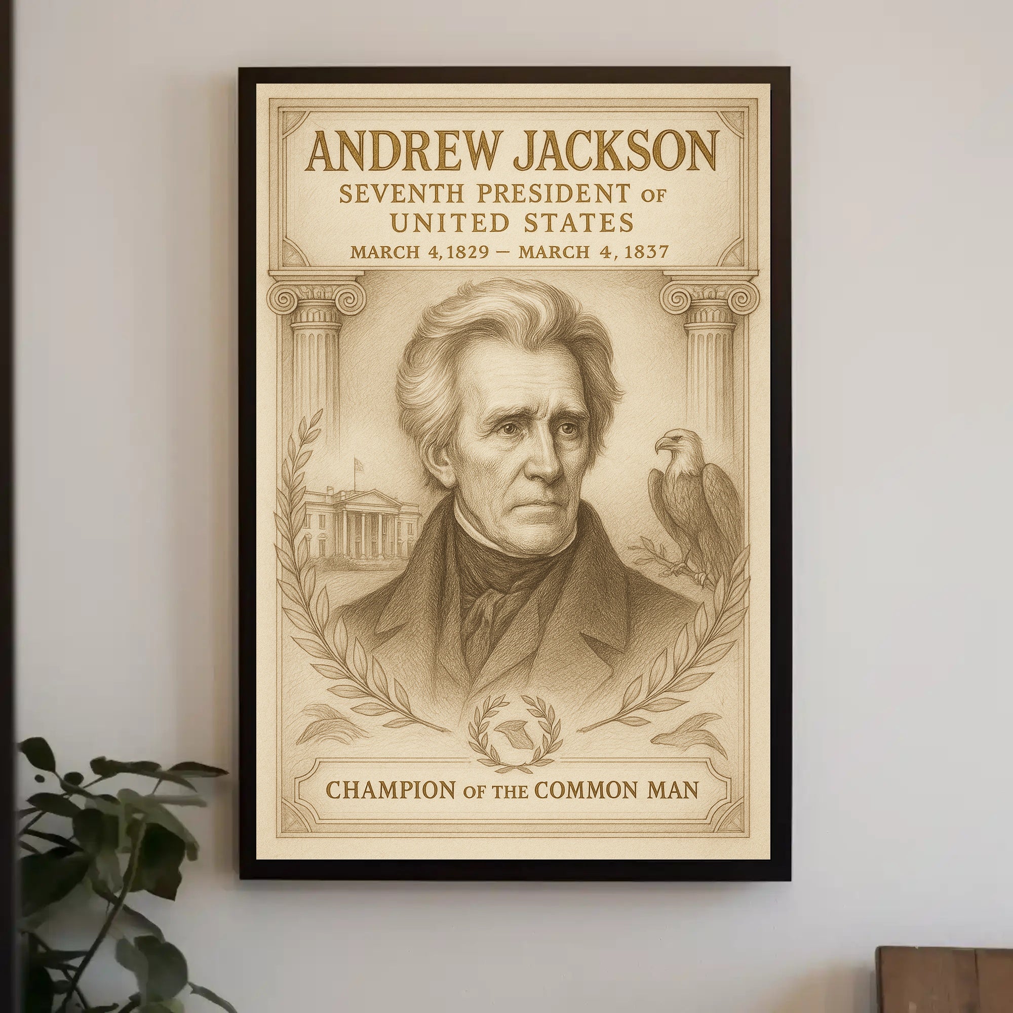 Andrew Jackson 7th President Sketch Poster Art Print Decor PosterGoat