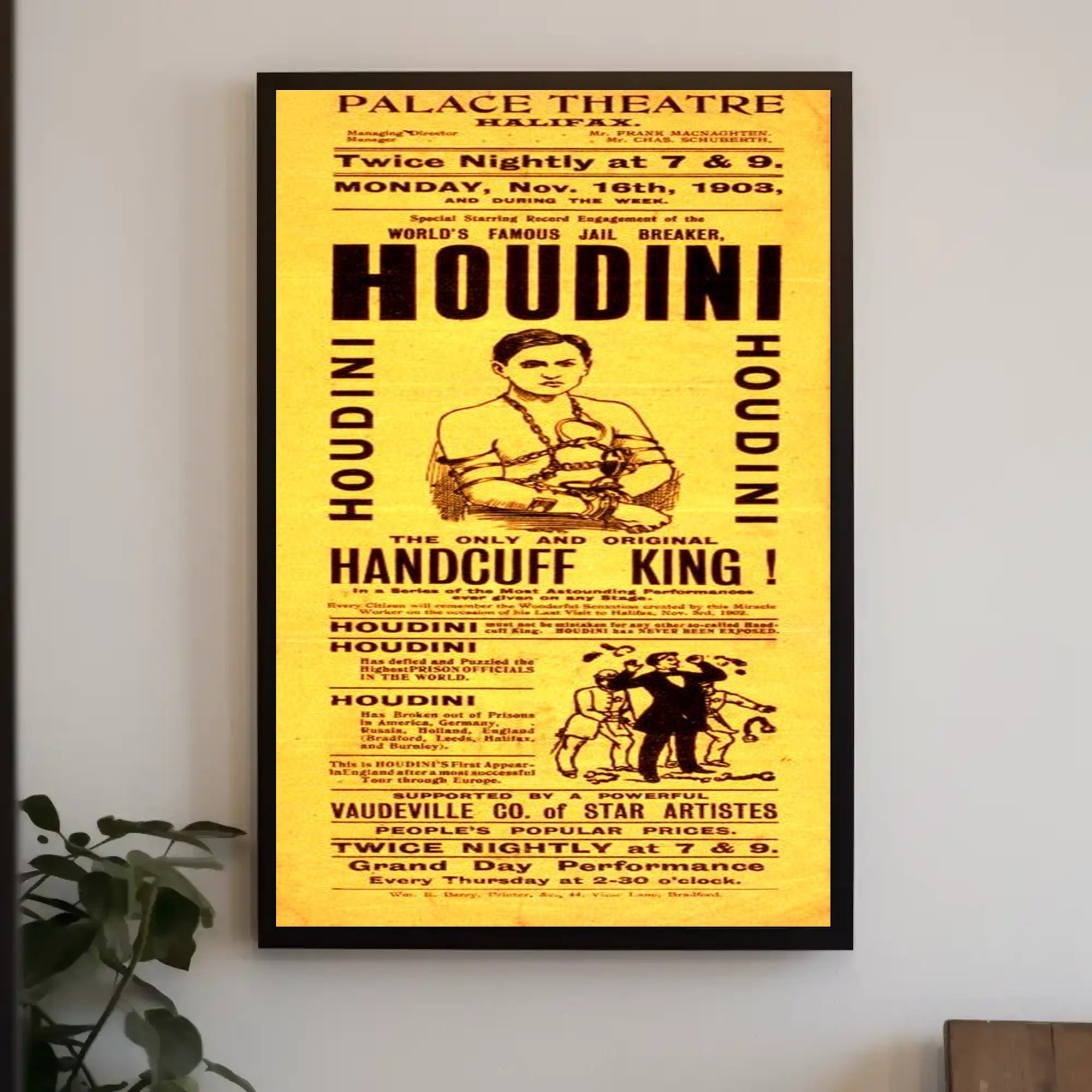 Houdini 1903 Escape Artist Spectacle Poster - Cultural or Heritage Poster