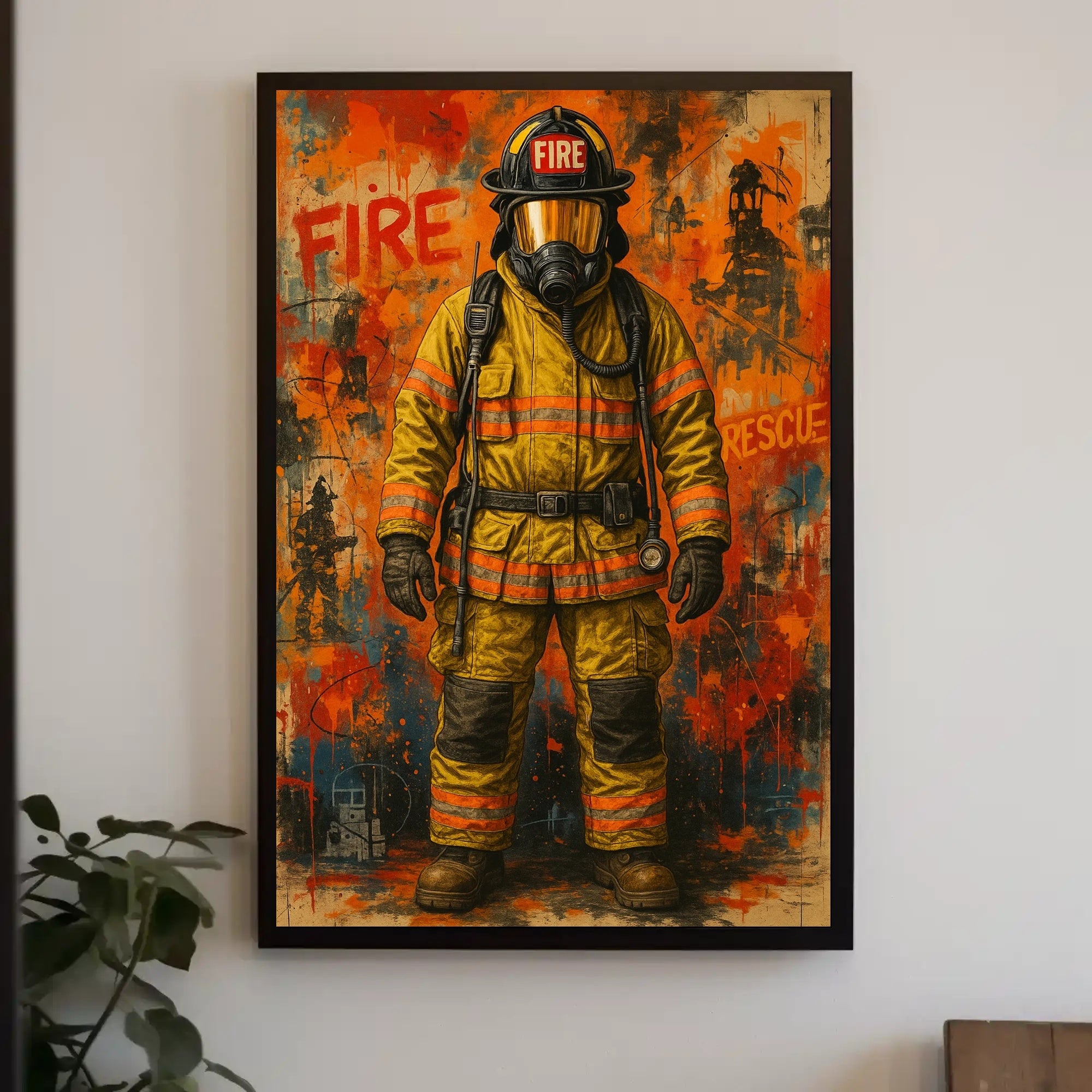 Firefighter Heroism Action Fire Rescue Poster