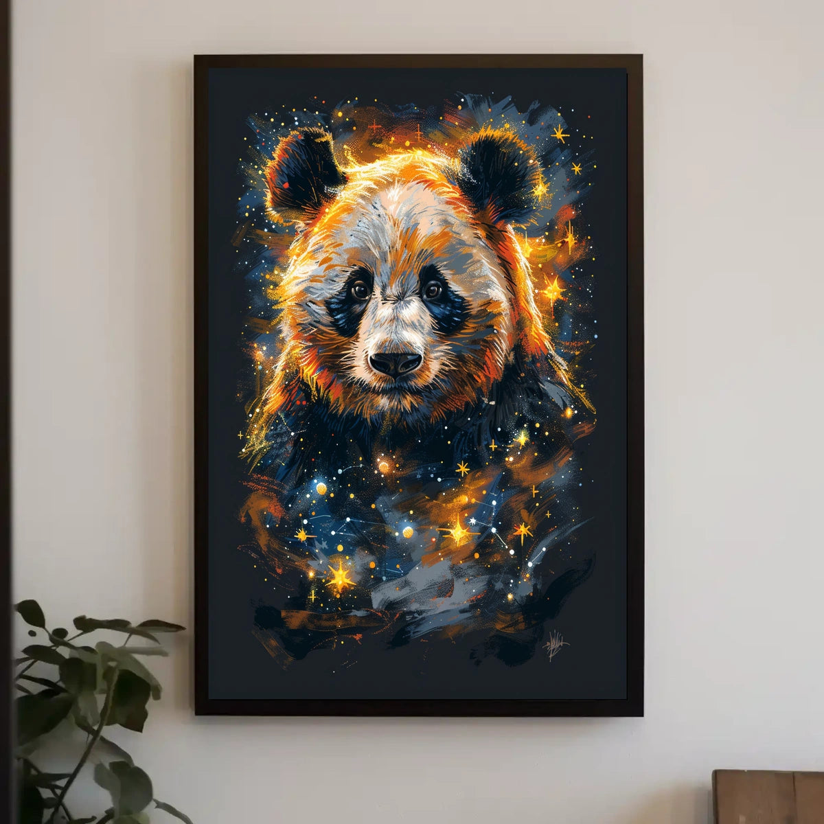 Vivid Abstract Cosmic Panda Animal Poster