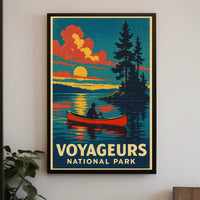 Voyageurs National Park Vintage Canoe Adventure Poster