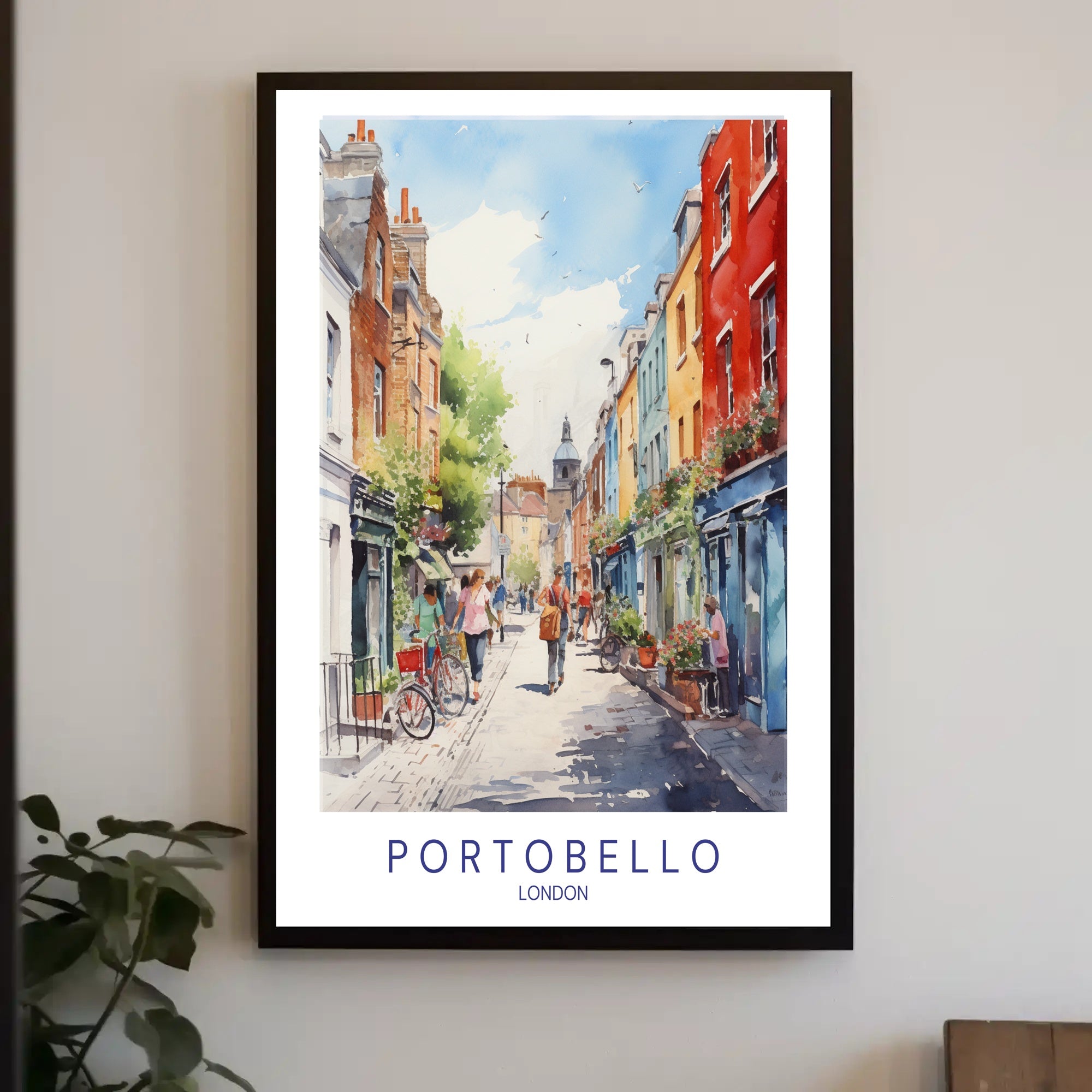 Portobello Street Scene Watercolor Urban or Cityscape Poster PosterGoat