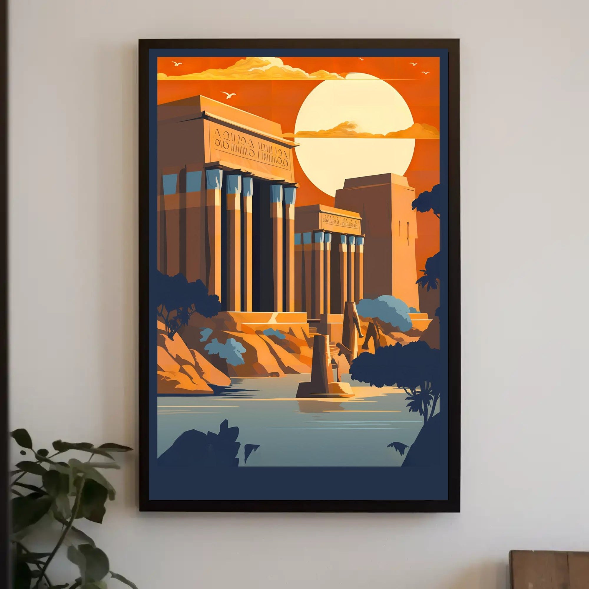 Ancient Egyptian Temple at Sunset Poster