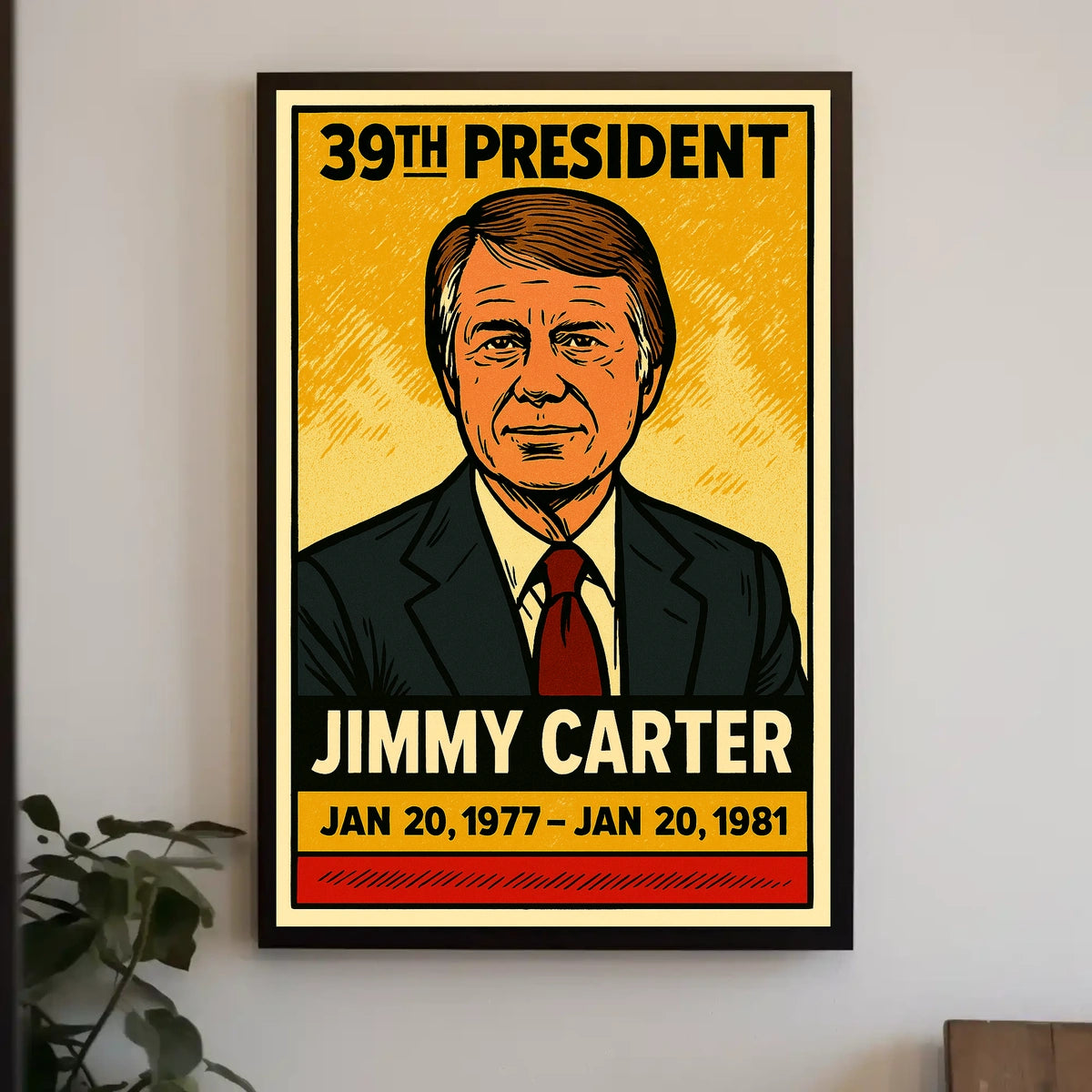 Jimmy Carter 39th President of the United States Inked Comic Style Poster