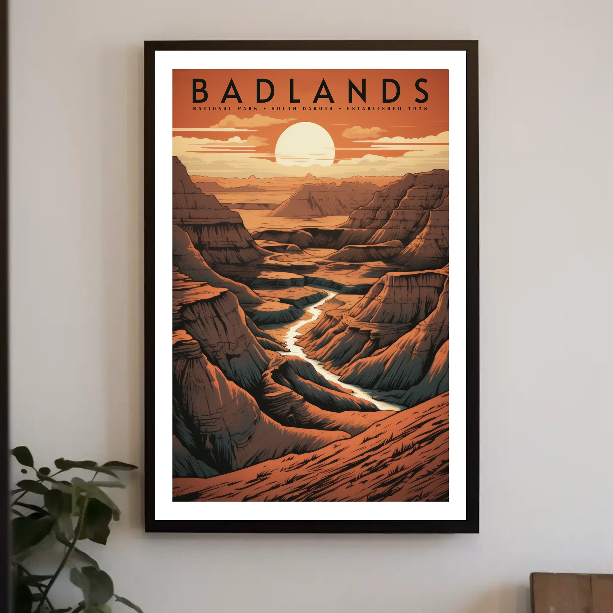 Badlands National Park Travel Poster Vintage Wall Art