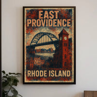 East Providence Rhode Island Vintage Travel Souvenir Poster