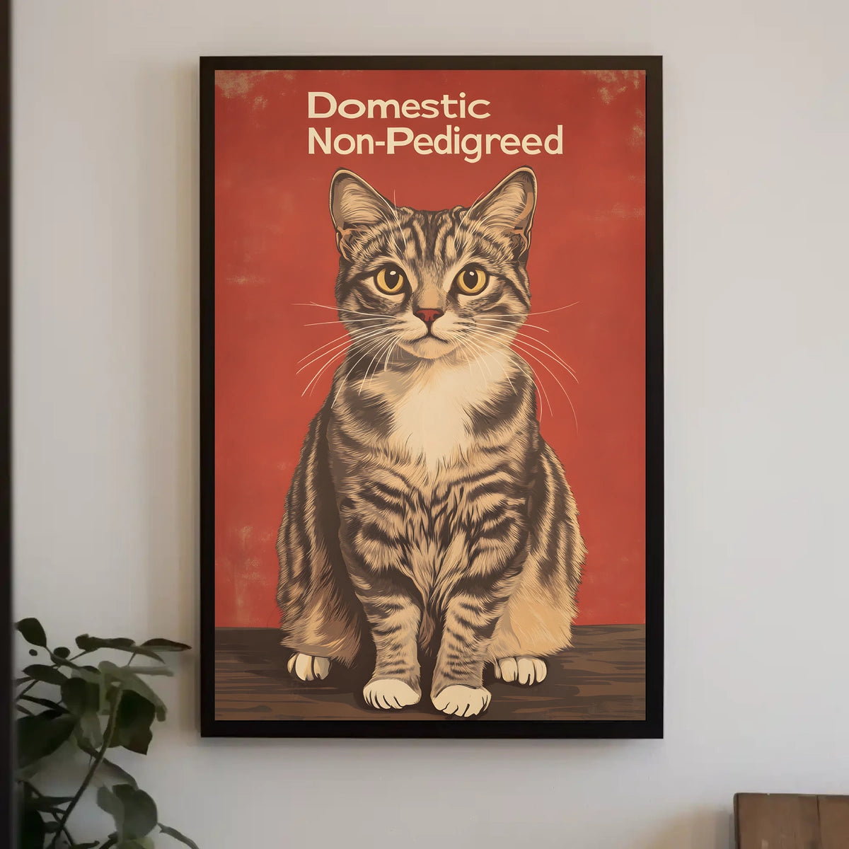 Domestic Non Pedigreed Cat Portrait Realistic Style Poster