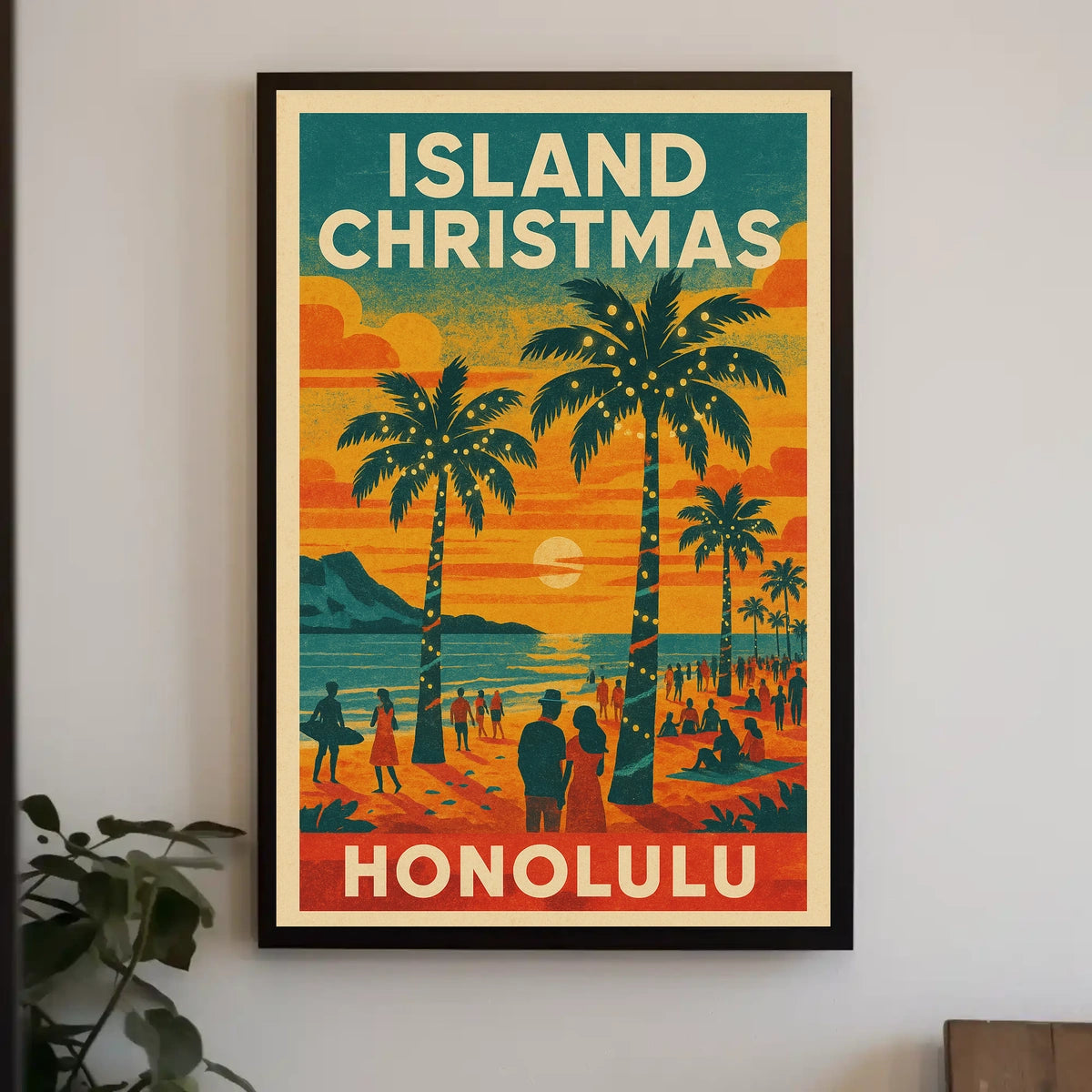 Island Christmas in Honolulu Poster