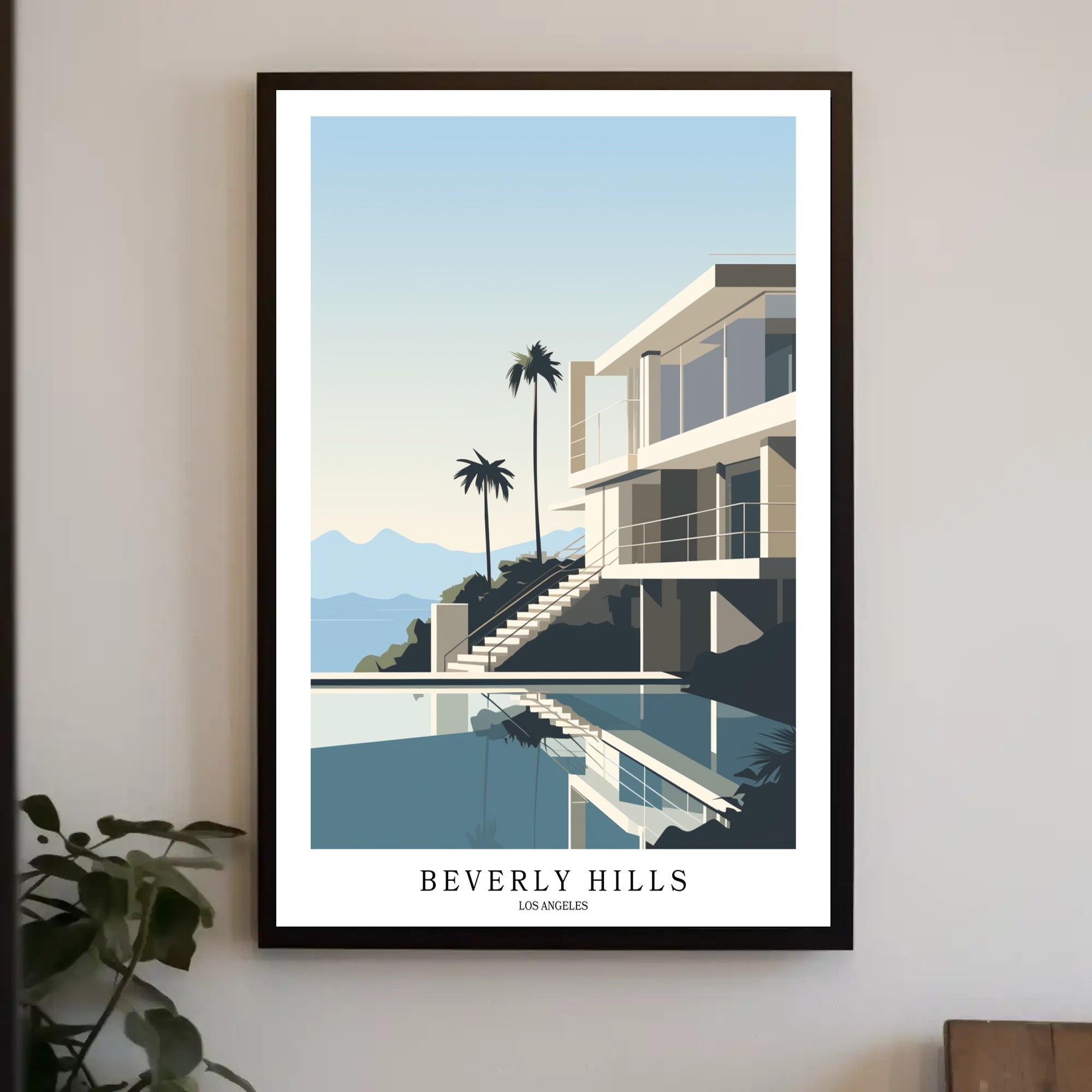 Luxurious Contemporary House Illustration Poster - Urban or Cityscape Poster PosterGoat
