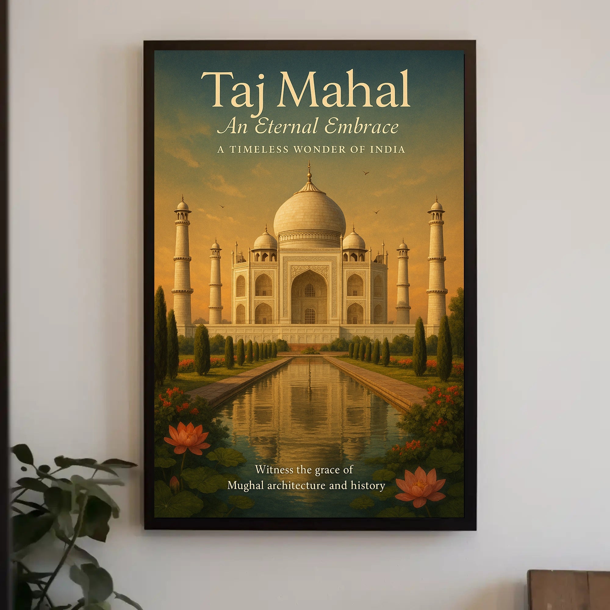 Taj Mahal Vintage Travel Poster Wall Art Print