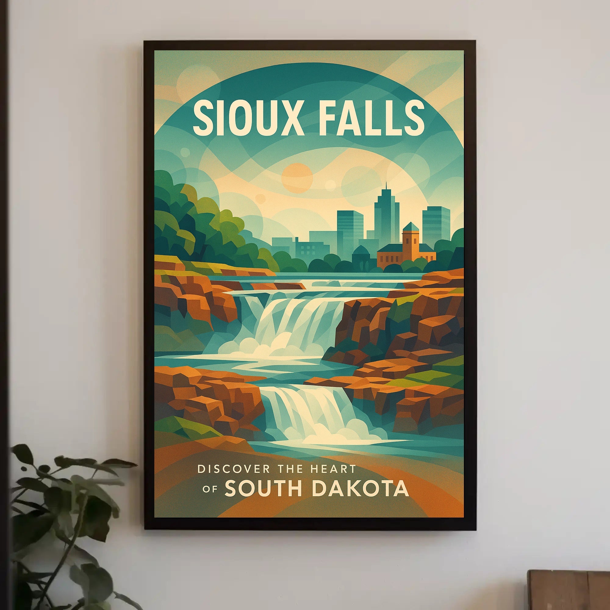 Sioux Falls Travel Adventure Art Poster PosterGoat