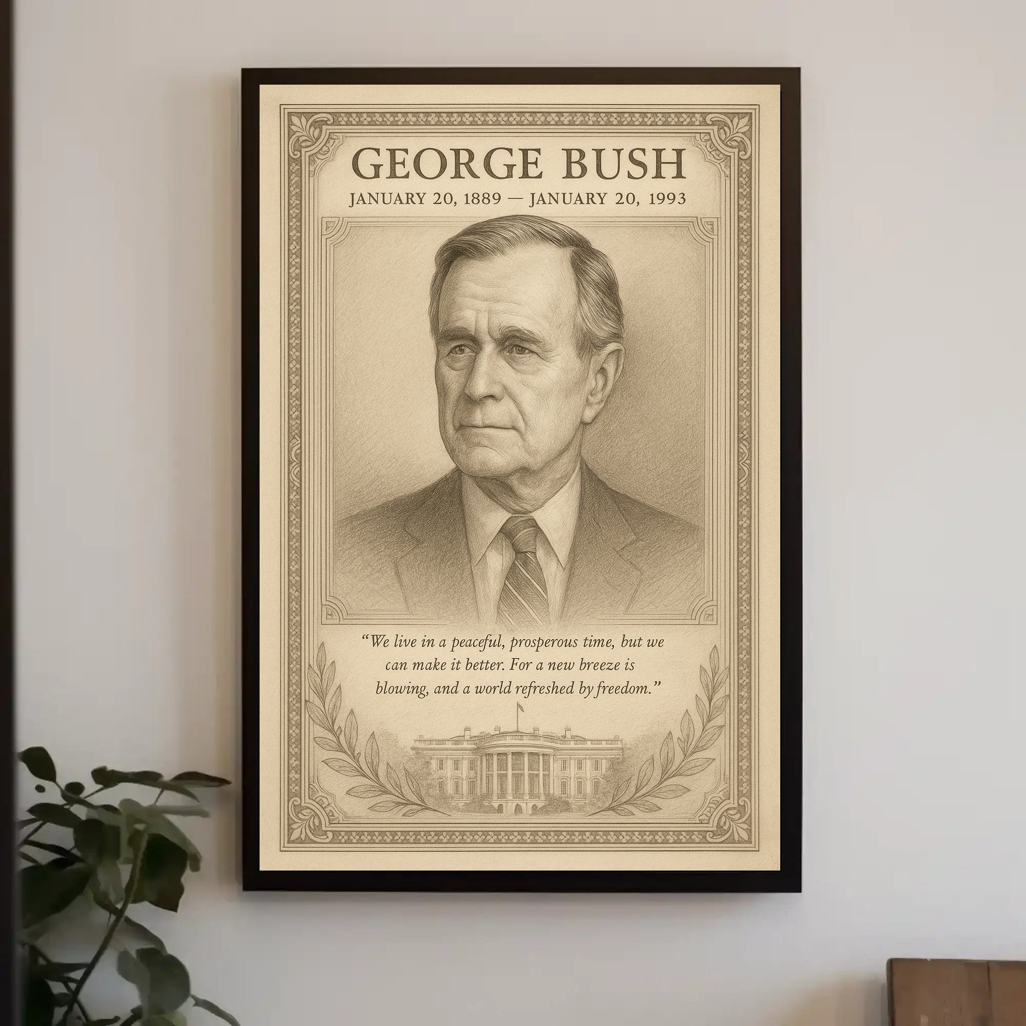George Bush Presidential Tribute Sketch Poster PosterGoat