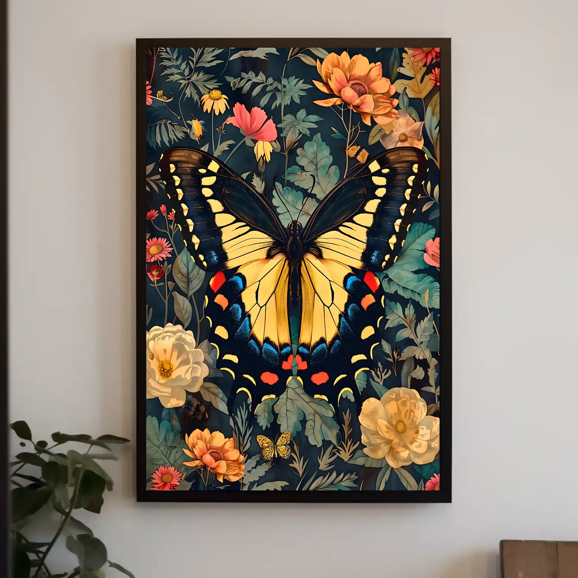Butterfly Symphony: Vibrant Botanical Modern Art Animal Poster