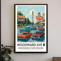 Woodward Ave Michigan Car Cruise Poster