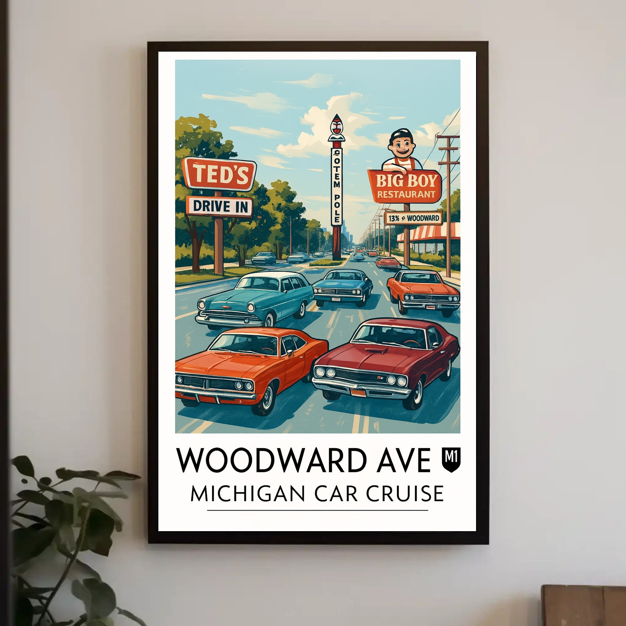 Woodward Ave Michigan Car Cruise Poster