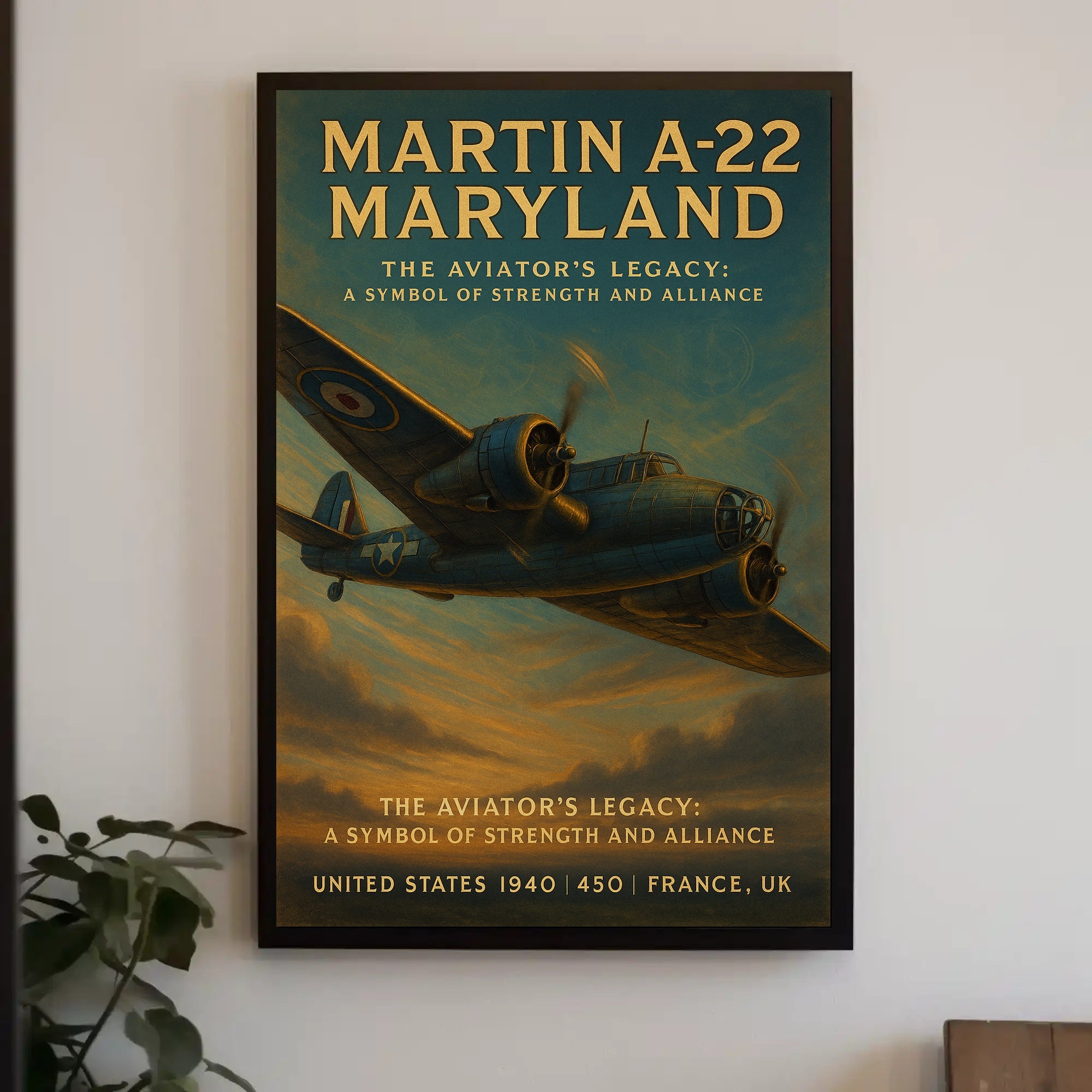 Martin A 22 Maryland Vintage Aviation Poster