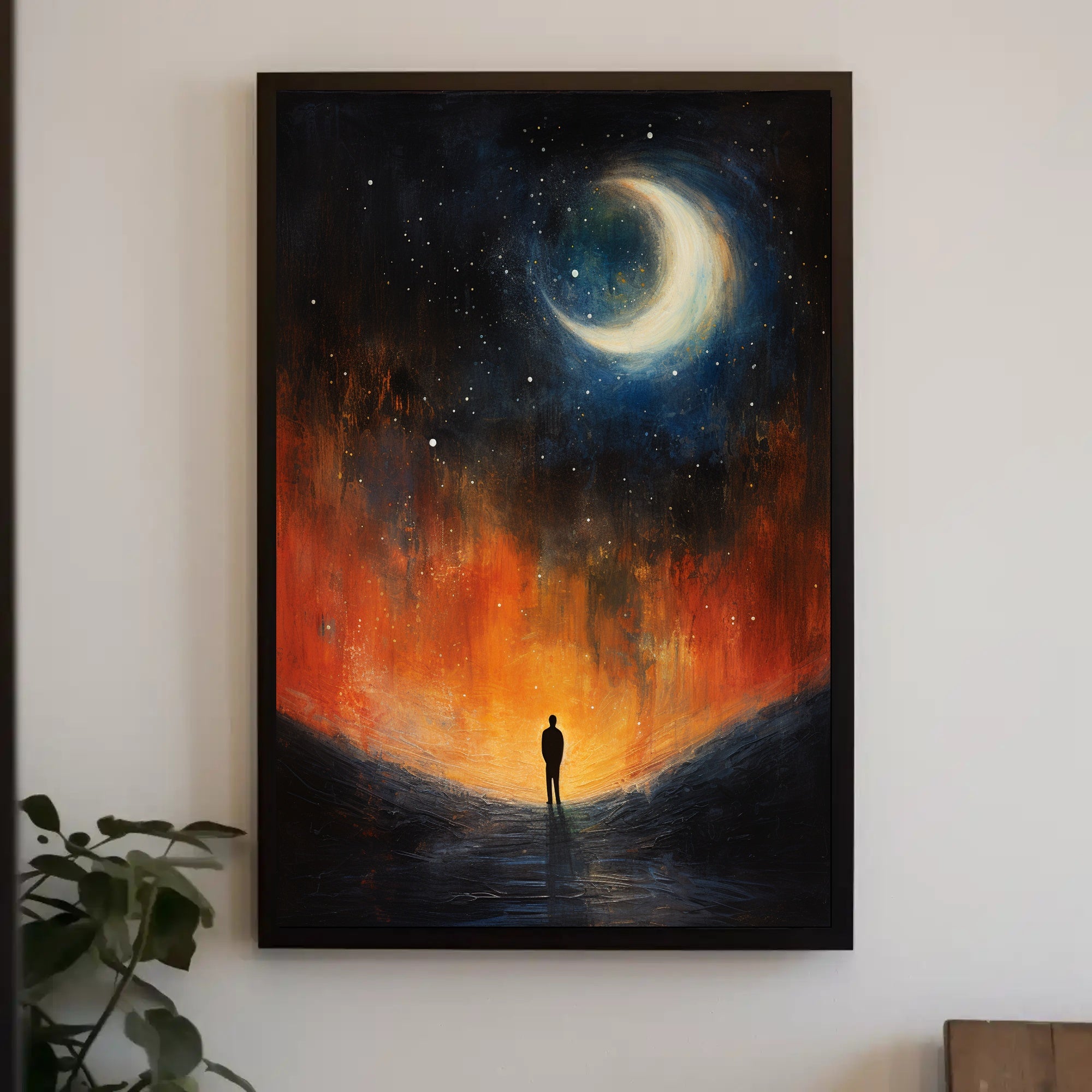 Solitary Reflection Under The Crescent Poster