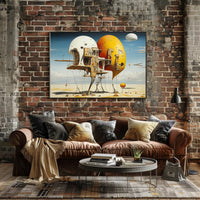 Surreal Floating Structures in Futuristic Sci-Fi Poster