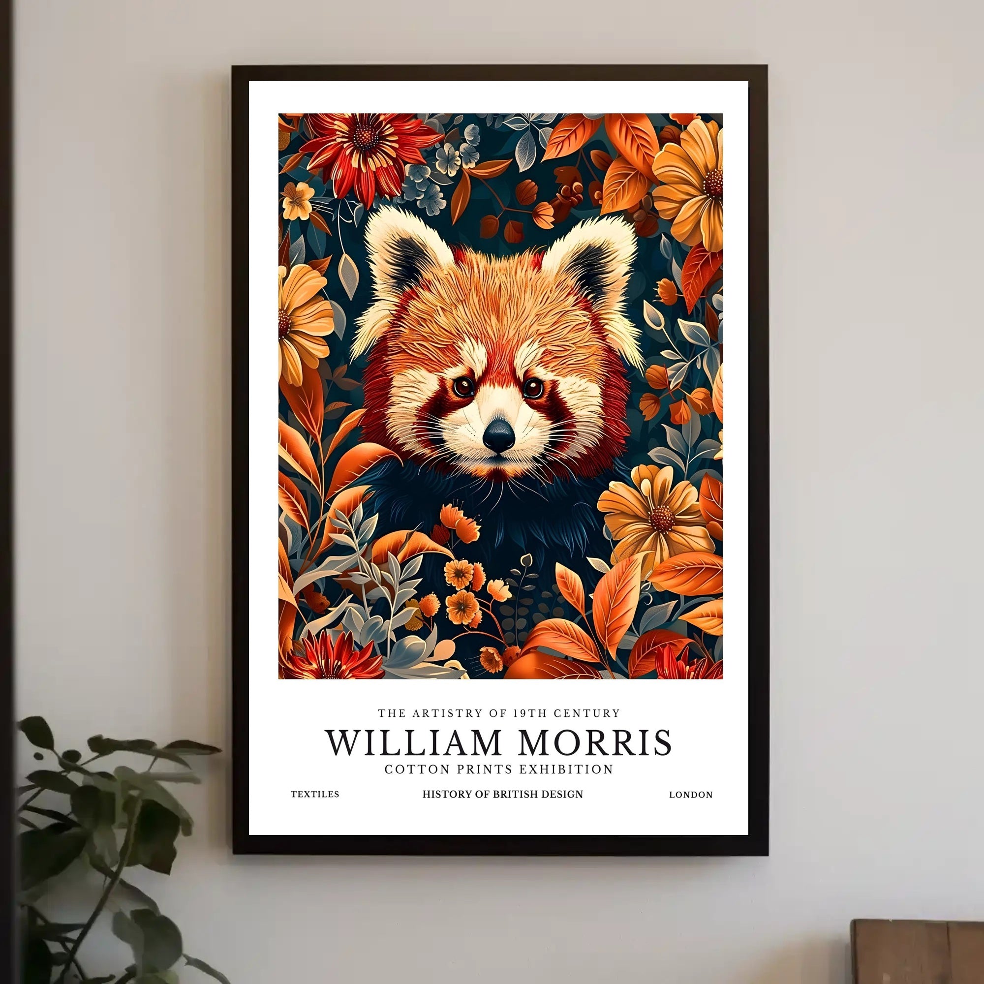 Vibrant Red Panda Nature Illustration Artistic Poster