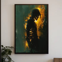 Silhouette Aura: Abstract Brush Stroke Poster PosterGoat