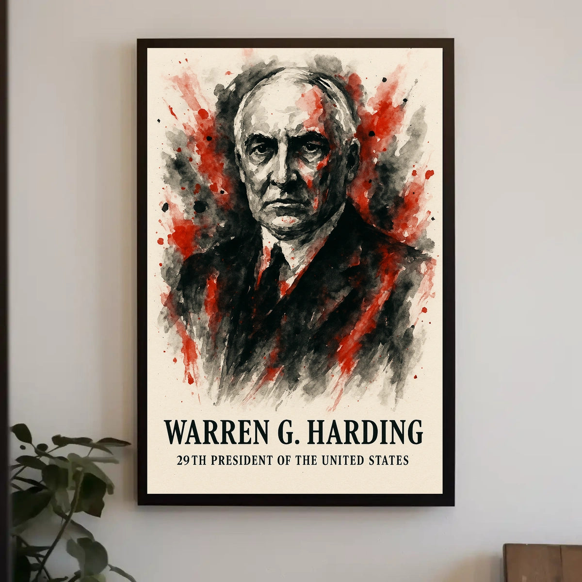 Warren G. Harding Vintage Watercolor Historical Presidential Poster