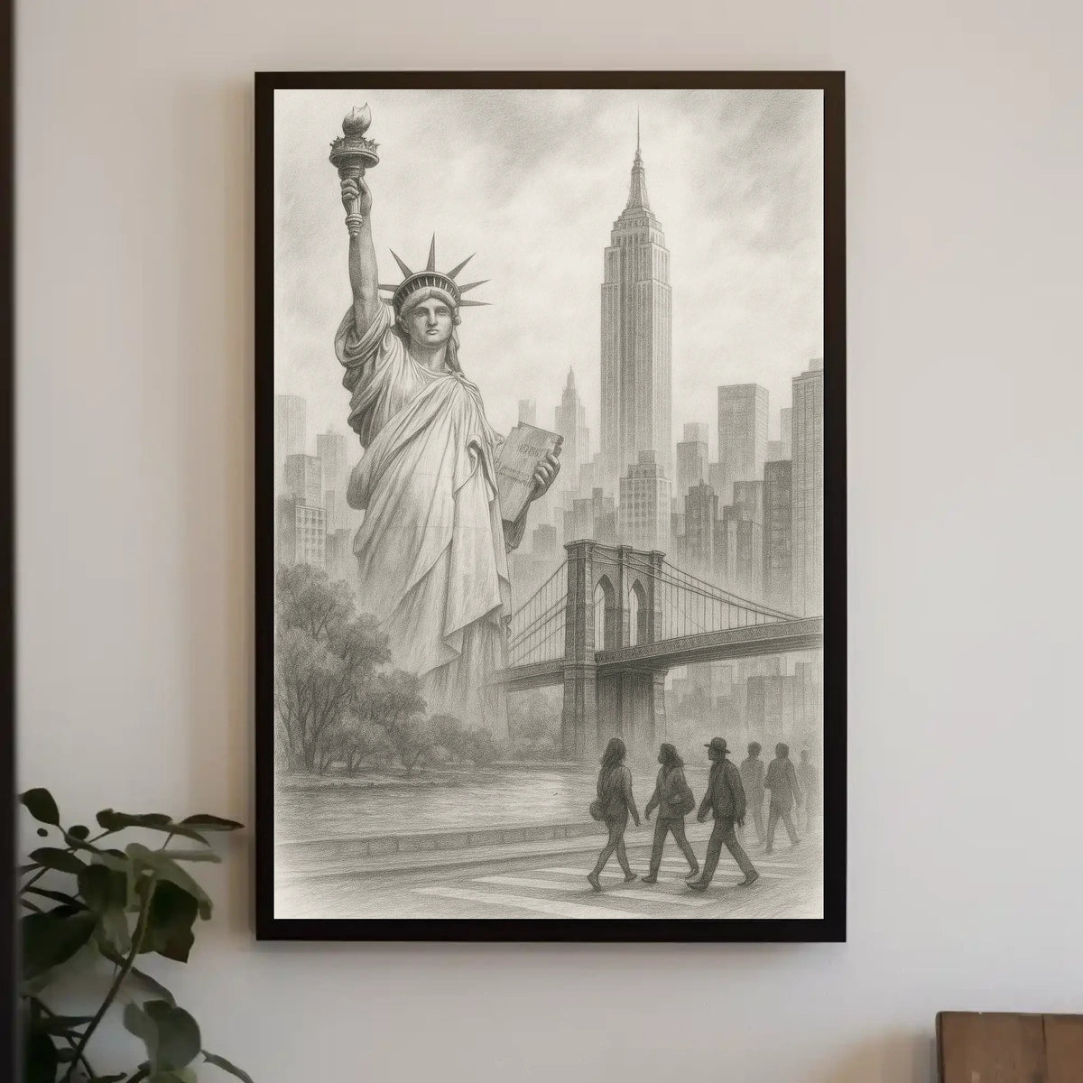 New York City Iconic Landmarks Poster Vintage Wall Art