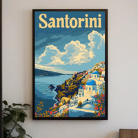Santorini Dreamscape Coastal Scene Art Travel Poster
