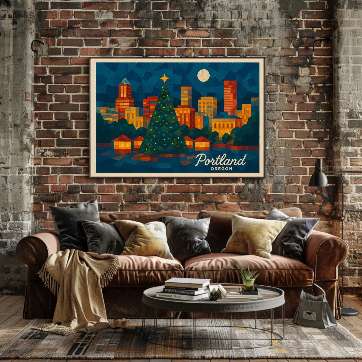 Portland Holiday Skyline Poster