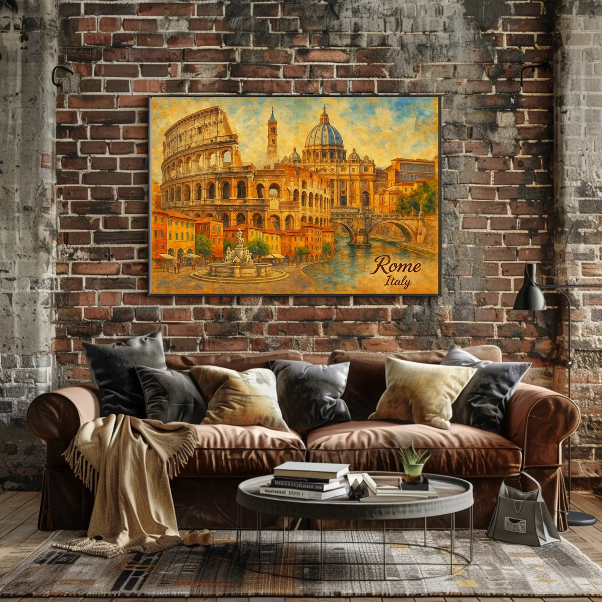 Rome Cityscape Italy Travel Watercolor Realism Heritage Architecture Wanderlust Decor Poster