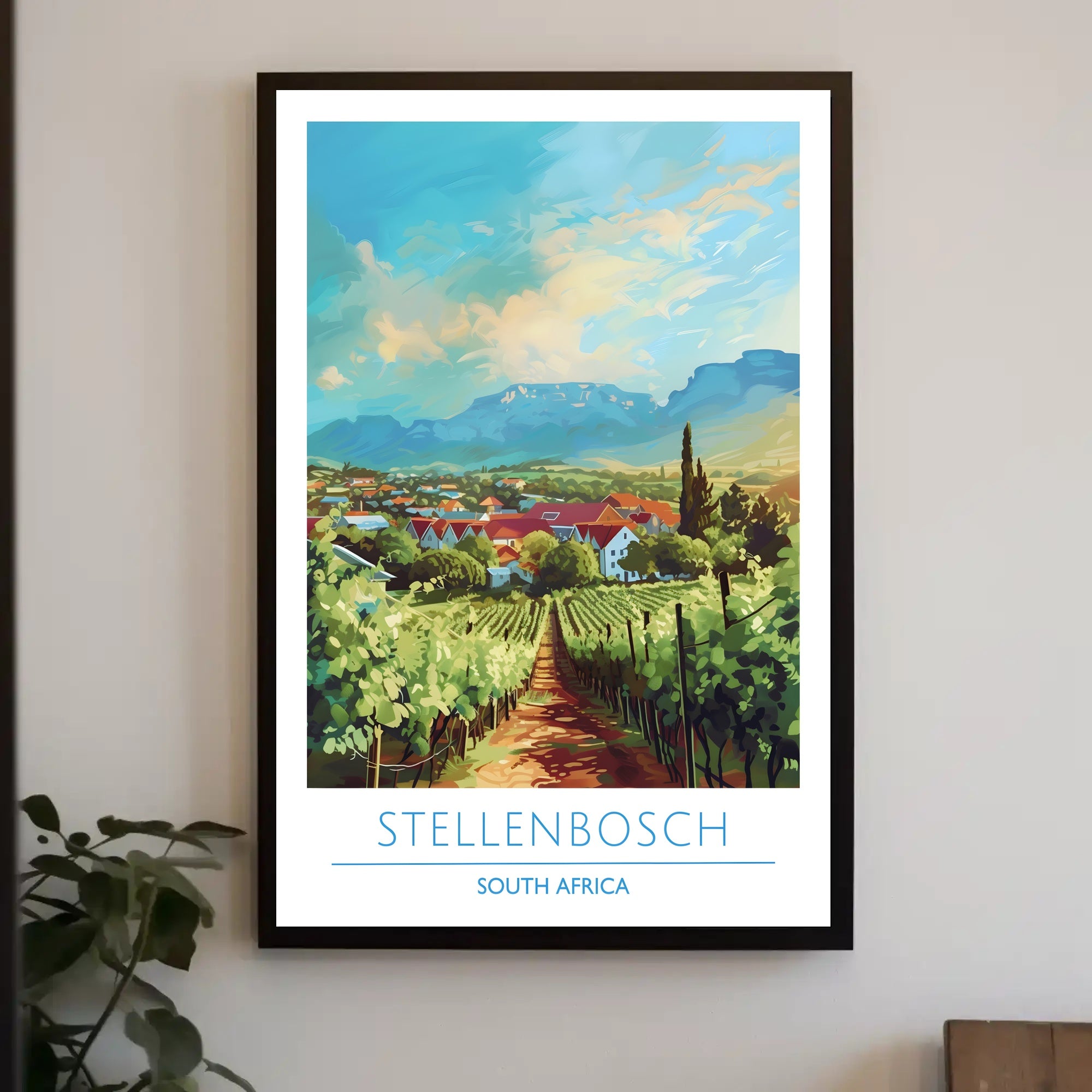 Stellenbosch Vineyard Tranquility: Scenic Travel Poster
