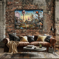 Surreal Fantasy Creatures in Dreamlike Landscape Poster