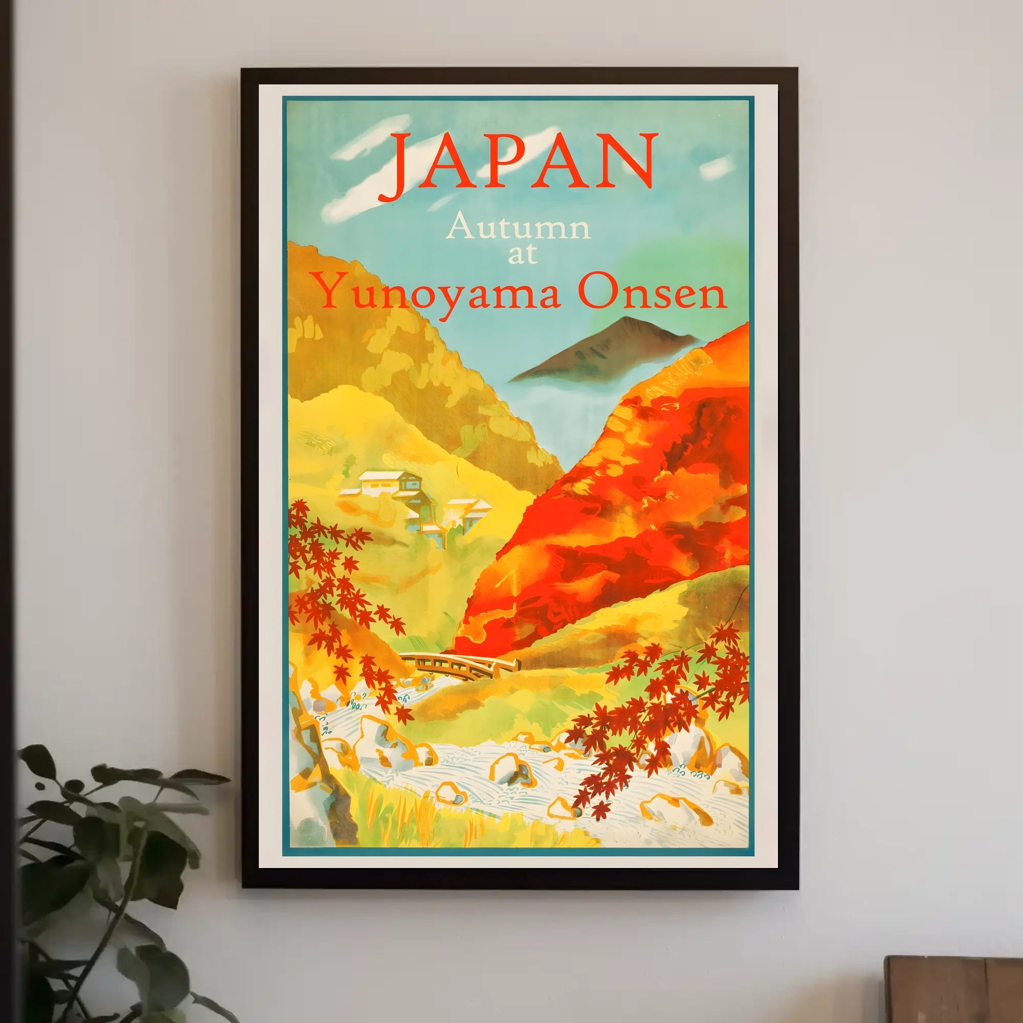Yunoyama Onsen Travel Poster Celebrates Japanese Autumn Scenery
