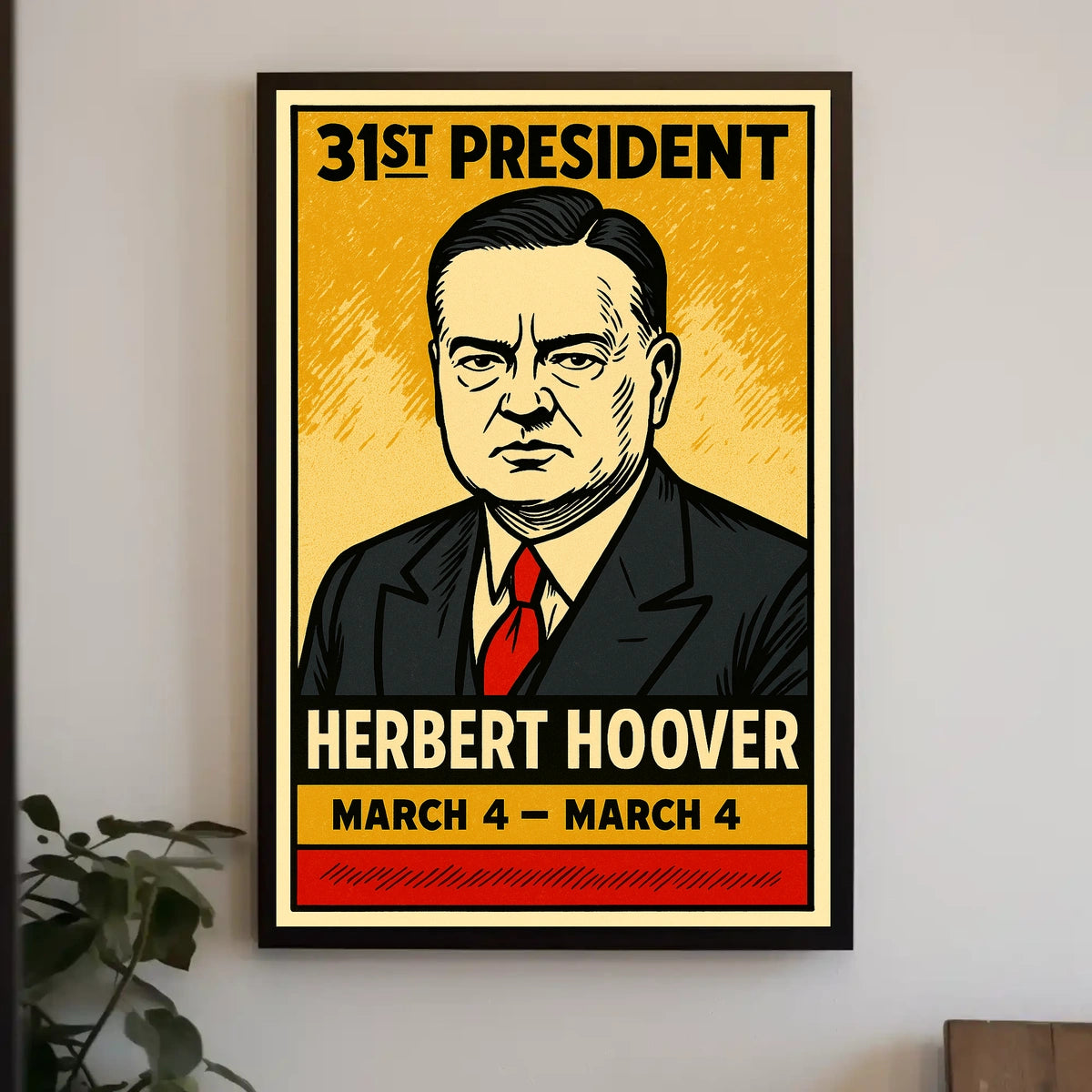Herbert Hoover 31st President of the United States Inked Comic Style Poster