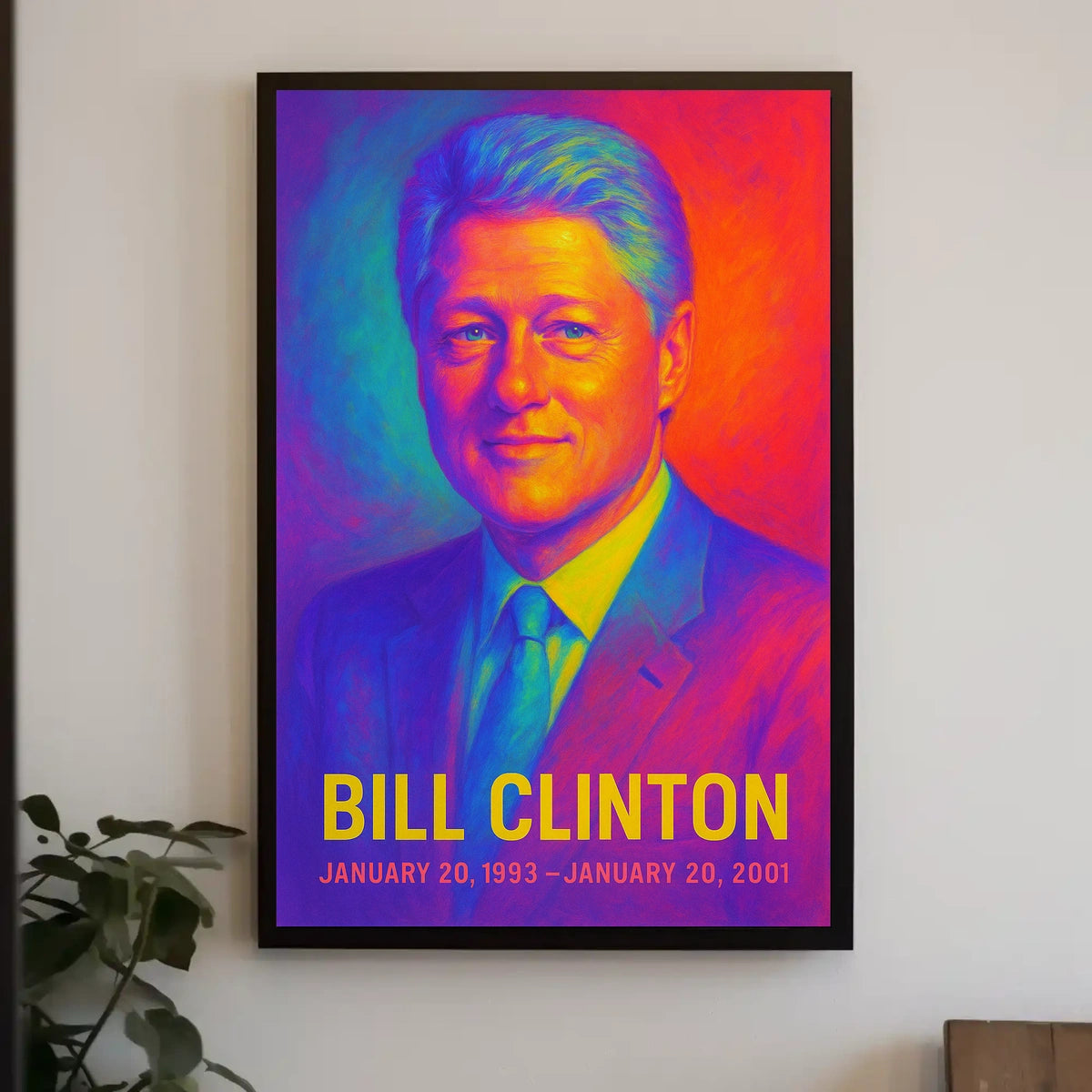 Bill Clinton 42nd President of the United States Neon Gradient Overlay Poster