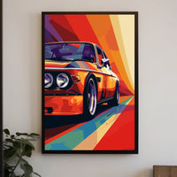 Classic Car Pop Art Poster in Vibrant Illustration PosterGoat