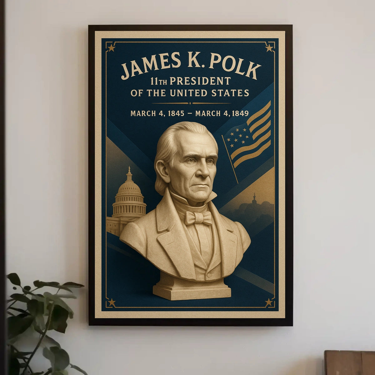 James K. Polk Bust Presidential History Poster