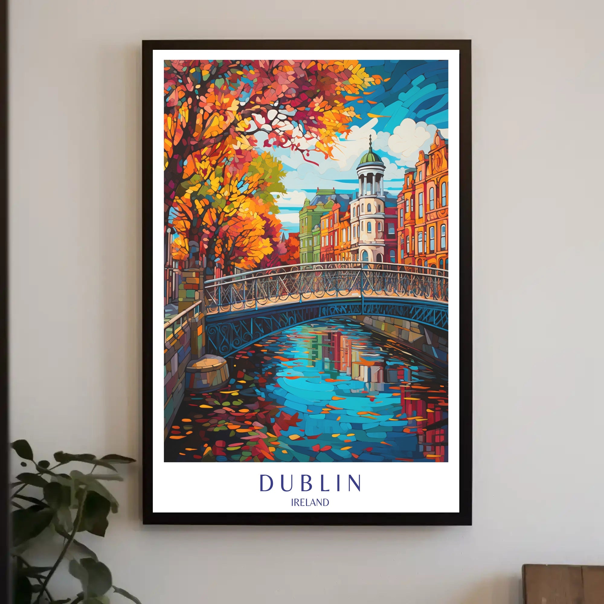 Dublin's Vibrant Bridge: European Charm Urban or Cityscape Poster PosterGoat