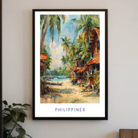 Tropical Coastal Serenity in Watercolor Travel Poster PosterGoat