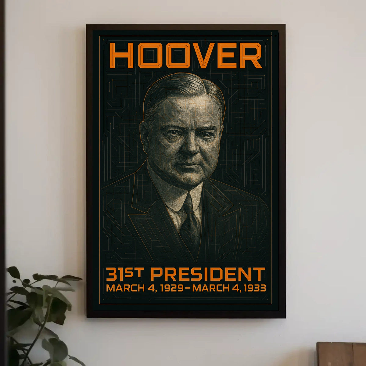 Herbert Hoover 31st President of the United States Techno Schematic Poster