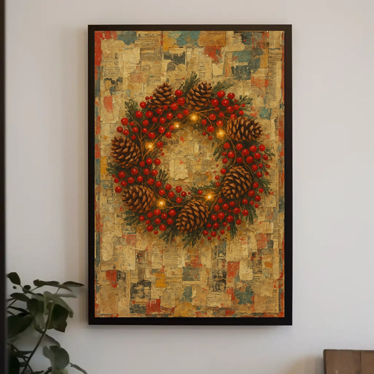 Festive Wreath Collage Poster