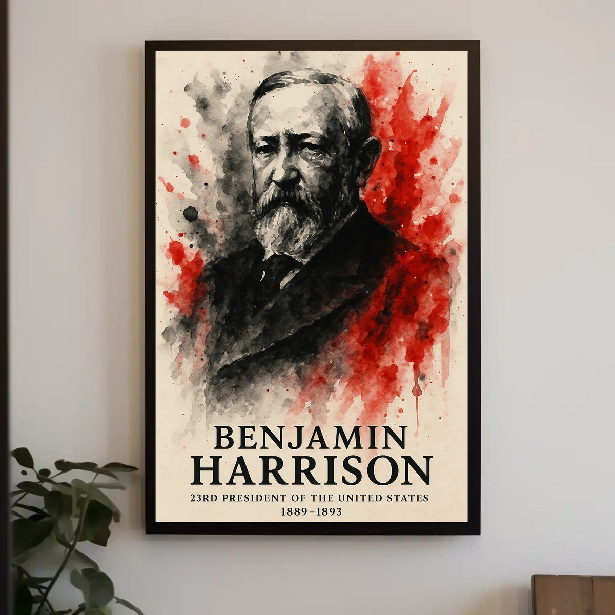 Benjamin Harrison Presidential Watercolor Art Historical Poster