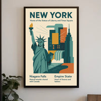 New York Icons Poster Modern Travel City Skyline Wall Art