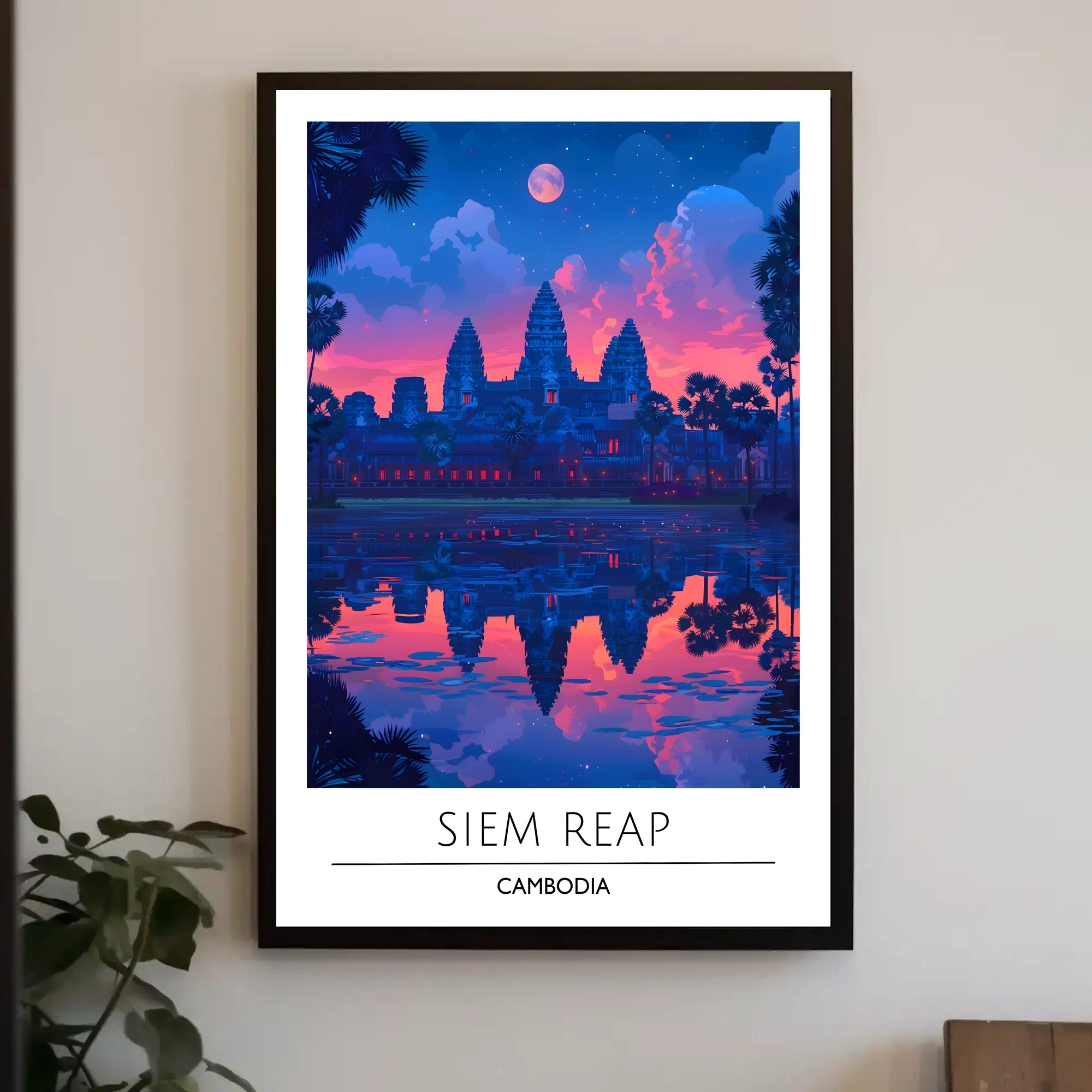 Angkor Wat Twilight Scene: Siem Reap Travel Poster