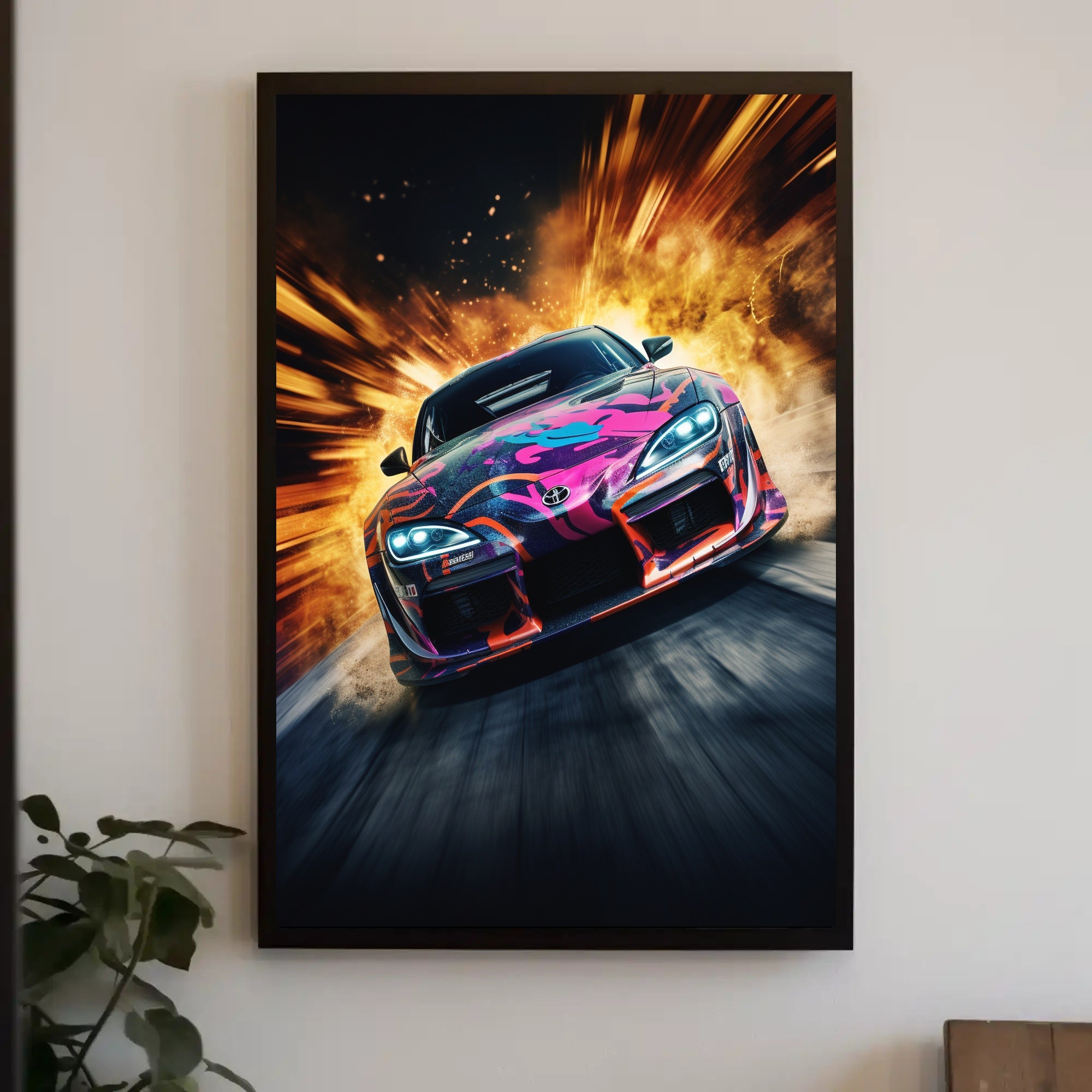 Speed and Power Multicolored Sports Car Poster