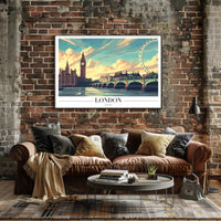 London's Iconic Landmarks Explored in Urban Cityscape Poster
