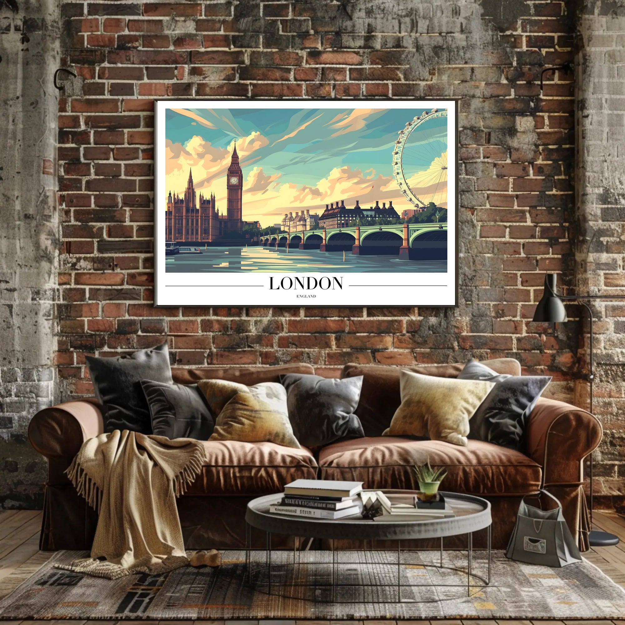 London's Iconic Landmarks Explored in Urban Cityscape Poster