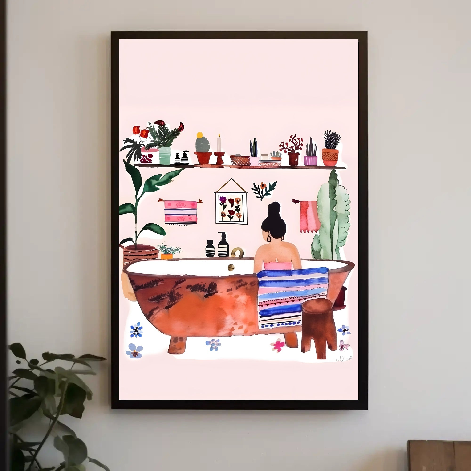 Serene Bath Time Poster