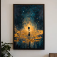 Solitude and Reflection in a Cosmic Abstract or Artistic Poster